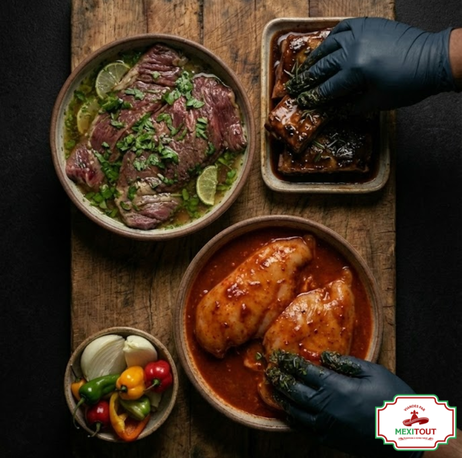 Viandes marinées prêtes à cuire